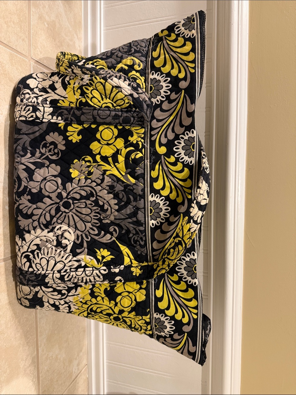 Vera Bradley Black, Yellow & Gray Quilted Tote